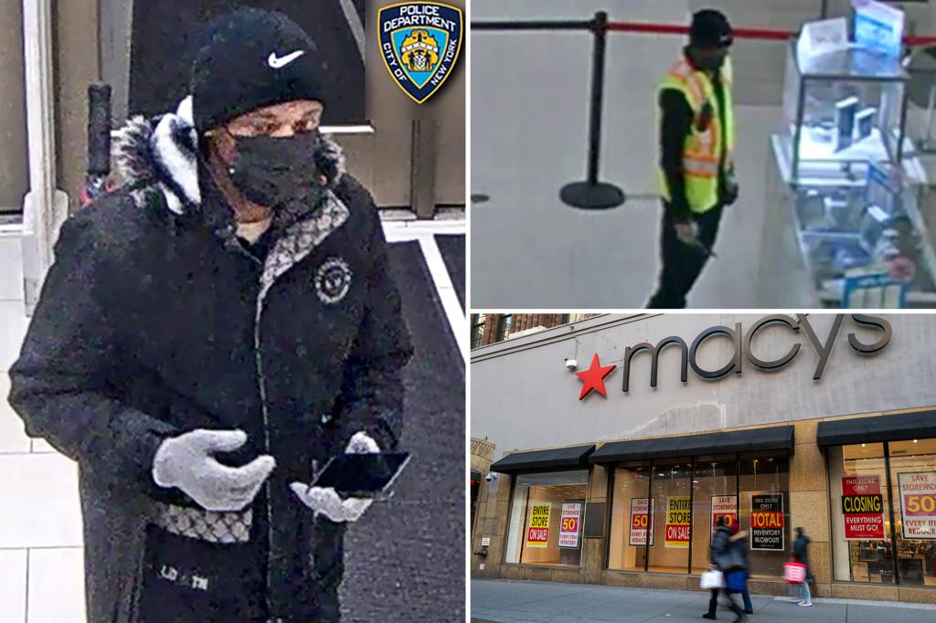 Brazen burglar swoops up $1.5M in jewellery from NYC Macy’s, ditches suitcases holding the loot when guard confronts him: cops