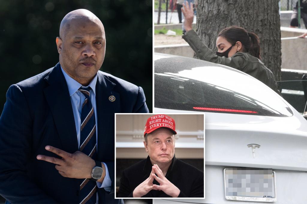 Anti-Elon Musk Rep. Andre driving round in a taxpayer-funded Tesla