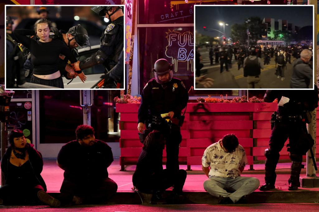 LA rioters seen being zip-tied, herded away in buses as police try to squash riots