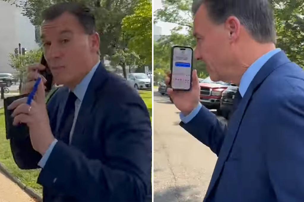 Rep. Tom Suozzi seems to dodge questions on anti-ICE LA riots by faking cellphone name